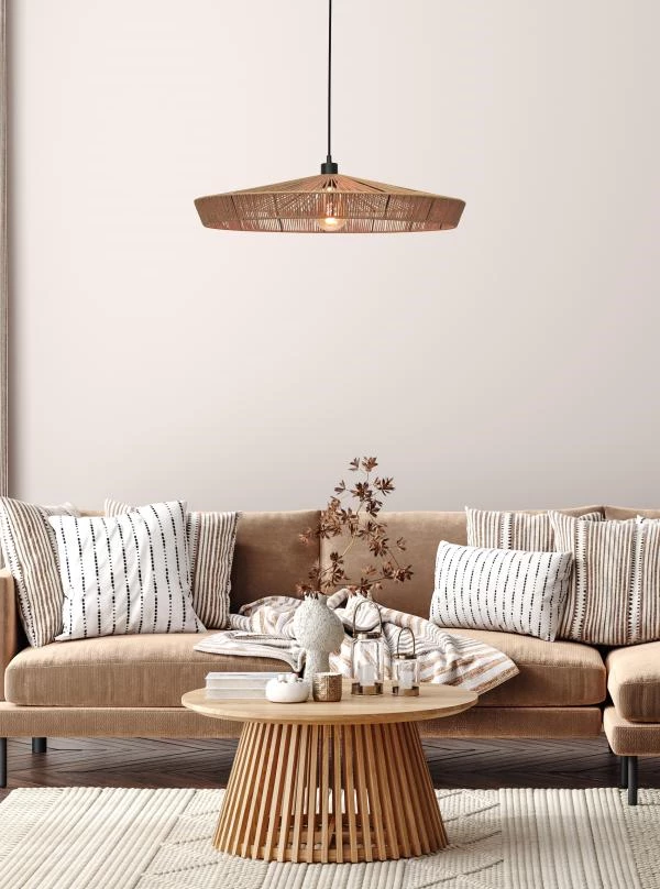 Lucide YUNKAI - Lámpara colgante - Ø 70 cm - 1xE27 - Natural - ambiente 2